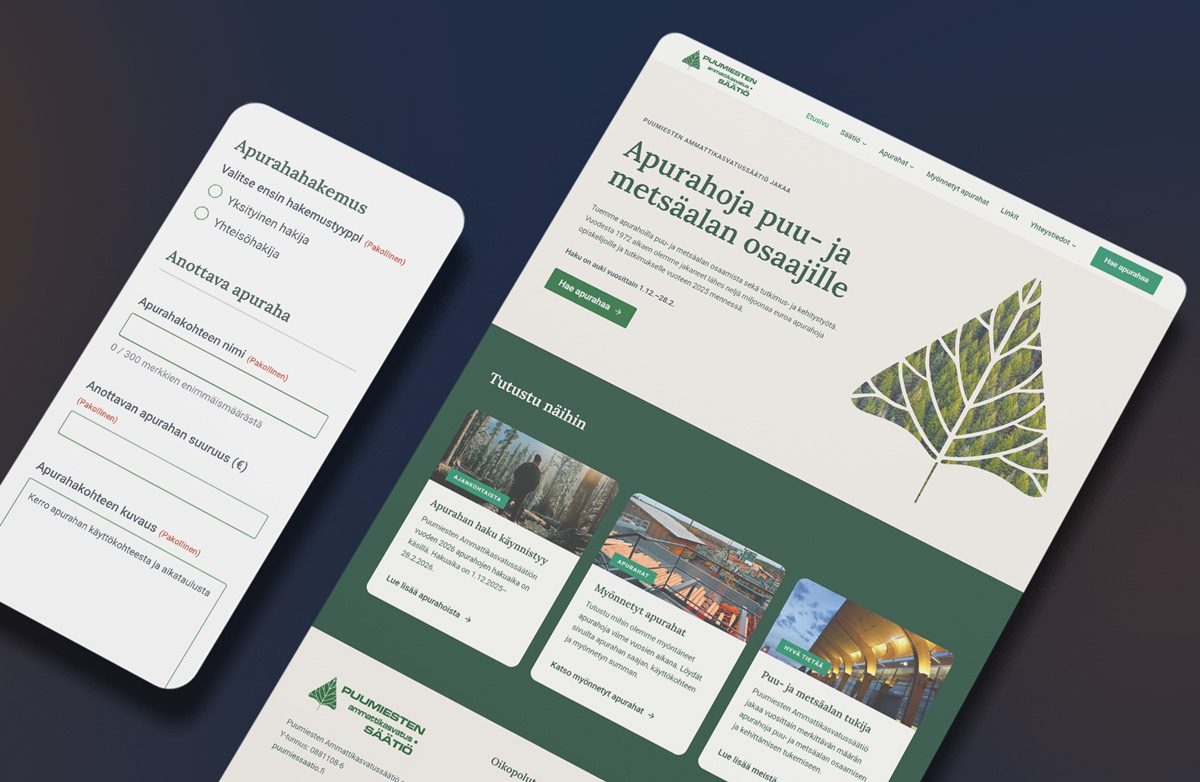Puumiessaatio.fi-sivuston suunnittelu
